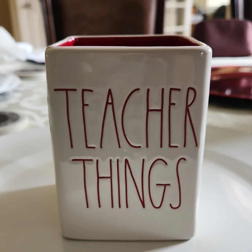Rae Dunn White and Red Pencil Holder